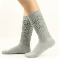 thumbnail image 2 of WREESH Women Fashion Long Socks Running Socks Solid Color Warm Stockings From The 1980S To 1990S, Super Long Tight Knit Pile Socks Gray, 2 of 5