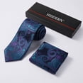thumbnail image 4 of HISDERN Ties for Men Paisley Tie and Pocket Square Woven Classic Floral Mens Ties Handkerchief Set, 4 of 11