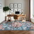 thumbnail image 4 of GlowSol 5'x7' Area Rug Vintage Medallion Print Rug, Non Slip Low Pile Boho Soft Floral Accent Rugs for Living Room Bedroom, Blue, 4 of 8