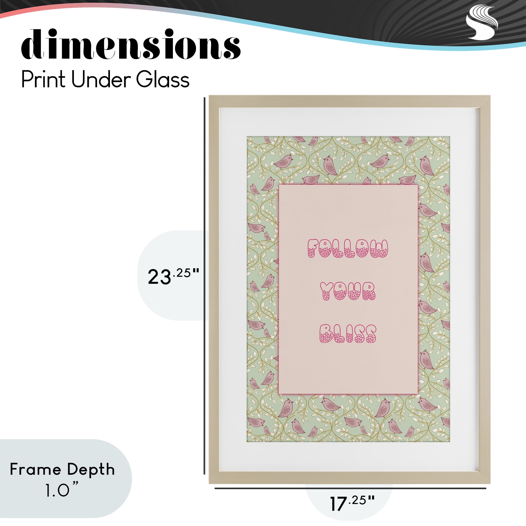 Stupell Industries Follow Your Bliss Birch Framed Print Under Glass, design by Pooja Dave