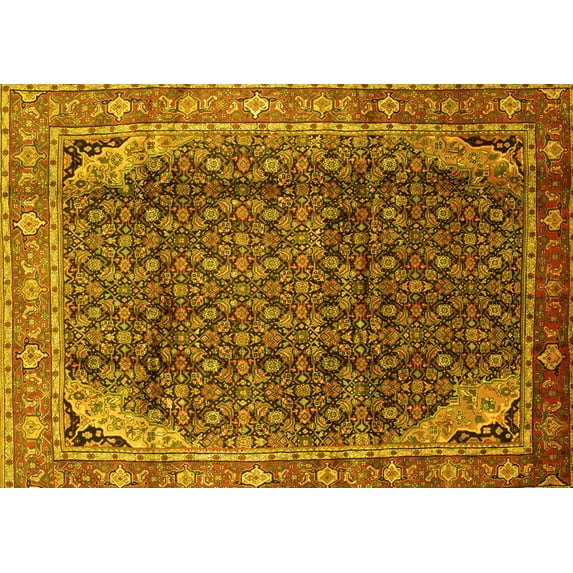 Ahgly Company Indoor Rectangle Persian Yellow Traditional Area Rugs, 3' x 5'