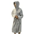 thumbnail image 3 of CFLVAEK Flannel Robes for Women Plus Size Long Sleeve Bathrobes with Hood Soft Solid Color Knee Length Sleepwear with Pockets Gray L, 3 of 4