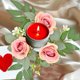 thumbnail image 1 of Apmemiss Valentine's Day Rose Candle Rings Wreaths Artificial Flowers with Green Leaves Floral Table Pillar Centerpiece Mini Rings Garland for Wedding Home Party Table Wreath Candle Holder Decor, 1 of 6
