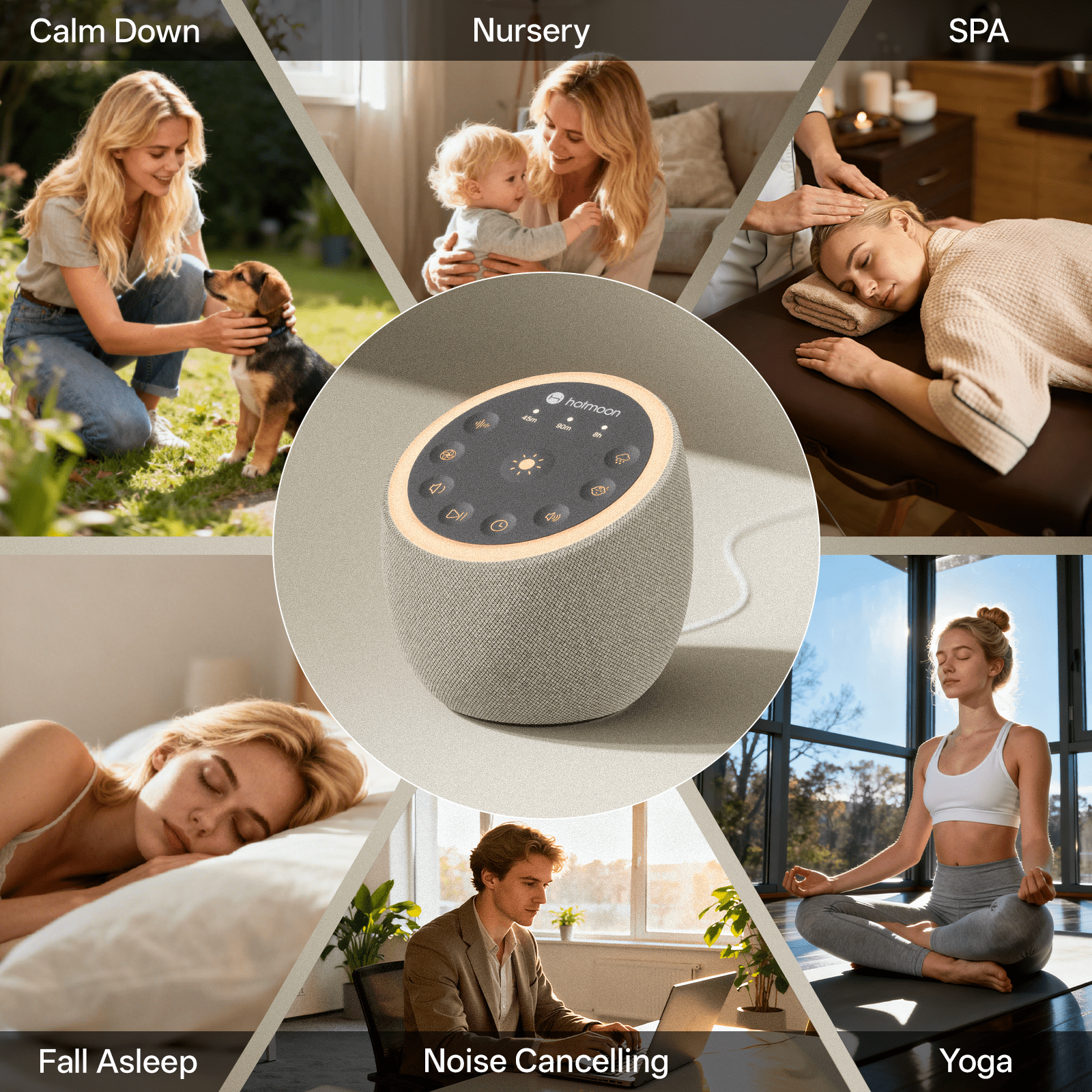 Hotmoon Cocoon 2 White Noise Sound Machine with 40 Sound, Dual Speaker ,Noise Reduction Adult Sleep Aid, Yoga, Meditation