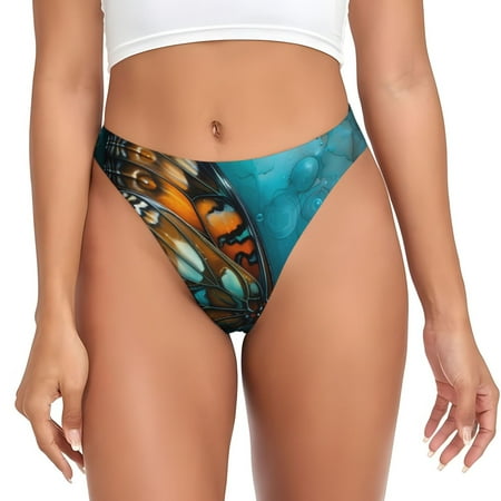 Gaeub Elegant Butterfly And Flowers Print Women s Thong No Show Panties Low Waist G-String Seamless Thongs Breathable Panties-Small