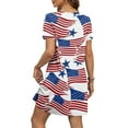 thumbnail image 3 of Tshirt Dress, American Flag Casual T Shirt Dress With Pockets 4Th Of July V Neck Short Sleeve Boho Sundress Womens Shoes Low Heel Cute Dress Halter For Women Dresses Cocktail (XL, Watermelon Red), 3 of 4