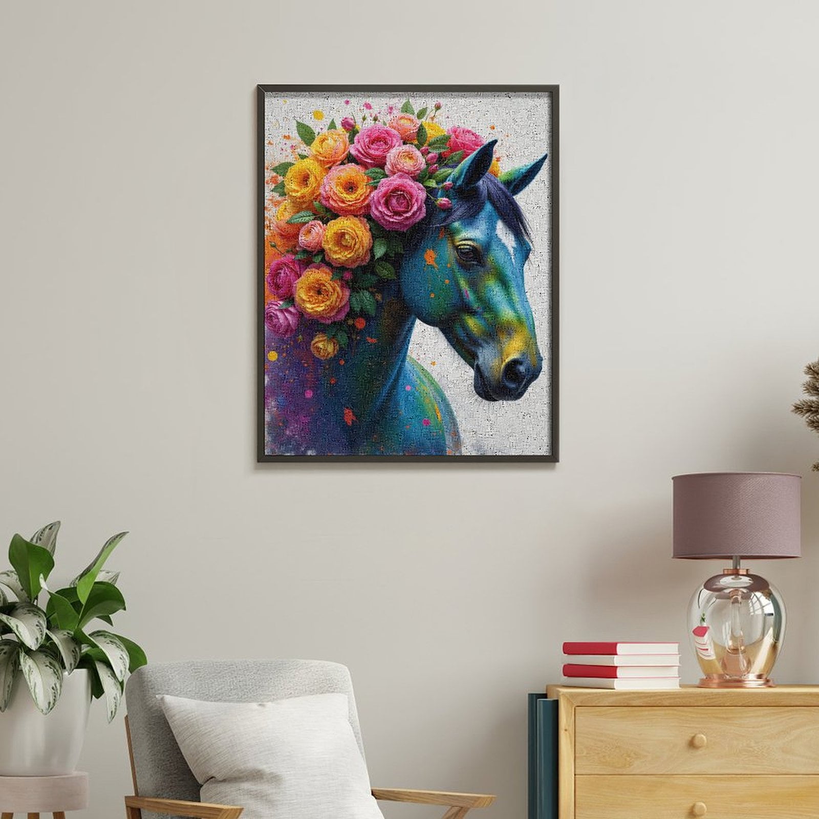 Paint By Numbers Kit for Adults Beginner - DIY Colorful Horse Floral Art Fantasy Canvas Painting Kits for Adults, Frameless Paint By Number for Adults for Home Wall Decor 16x20 Inch
