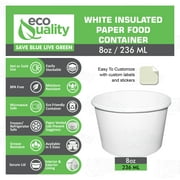 EcoQuality [25 Count] 8 oz Disposable White Paper Soup Containers - Half Pint Ice Cream Containers, Frozen Yogurt Cups, Restaurant, Microwavable, Take Out, to Go Deli Containers, Recyclable