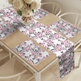 thumbnail image 2 of Ambesonne Cherry Blossom Table Runner & Placemats, Sakura Tree Bird, Placemat 4 pcs + Runner 16"x72", Black Hot Pink White, 2 of 2