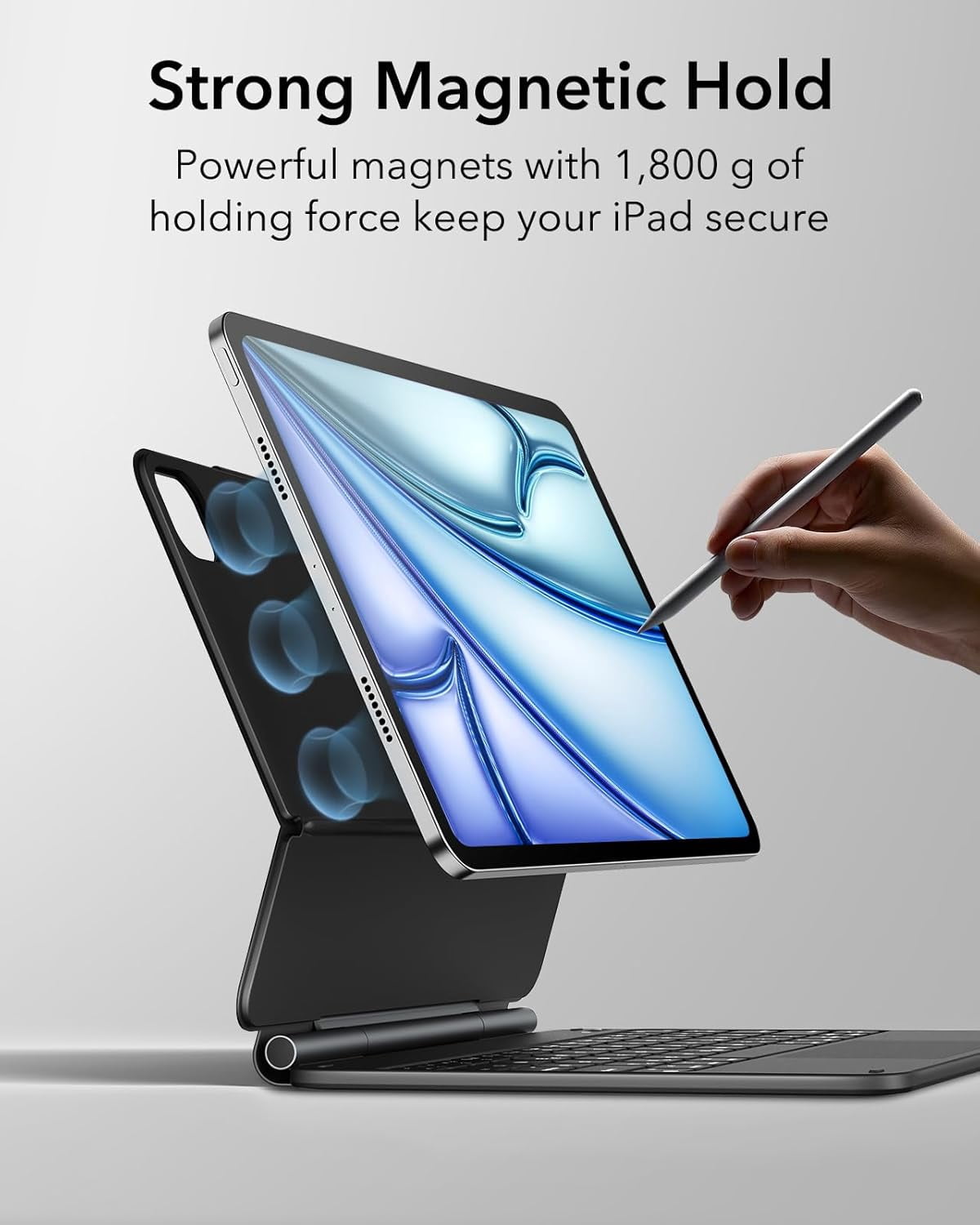 ESR Keyboard Case Compatible with iPad Air 13 Inch Case Keyboard M4/M3/M2 (2026/2025/2024) & iPad Pro 12.9 inch (6th/5th/5th/3rd), Floating Stand with Multi-Touch Trackpad, Black