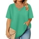 thumbnail image 5 of Mujeres Más Tamaño Manga Corta Tops, Moda Verano Color Sólido, V-Cuello Blusas, Más Tamaño Ropa de Verano para las Mujeres, 5 of 6