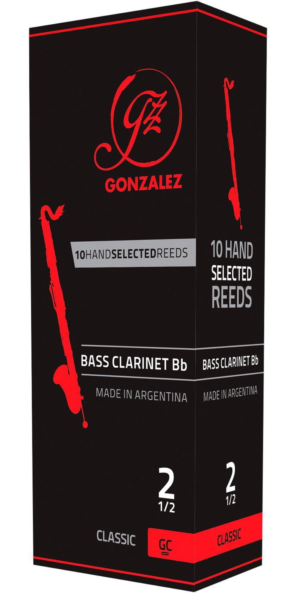 Gonzalez Classic Bass Clarinet Reeds Box of 5 Strength 2.5
