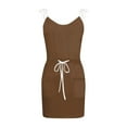 thumbnail image 3 of kytmyeq Women's Summer Solid Colour Loose Suspenders Pockets Patchwork Drawstring V-Neck Dresses, 3 of 4