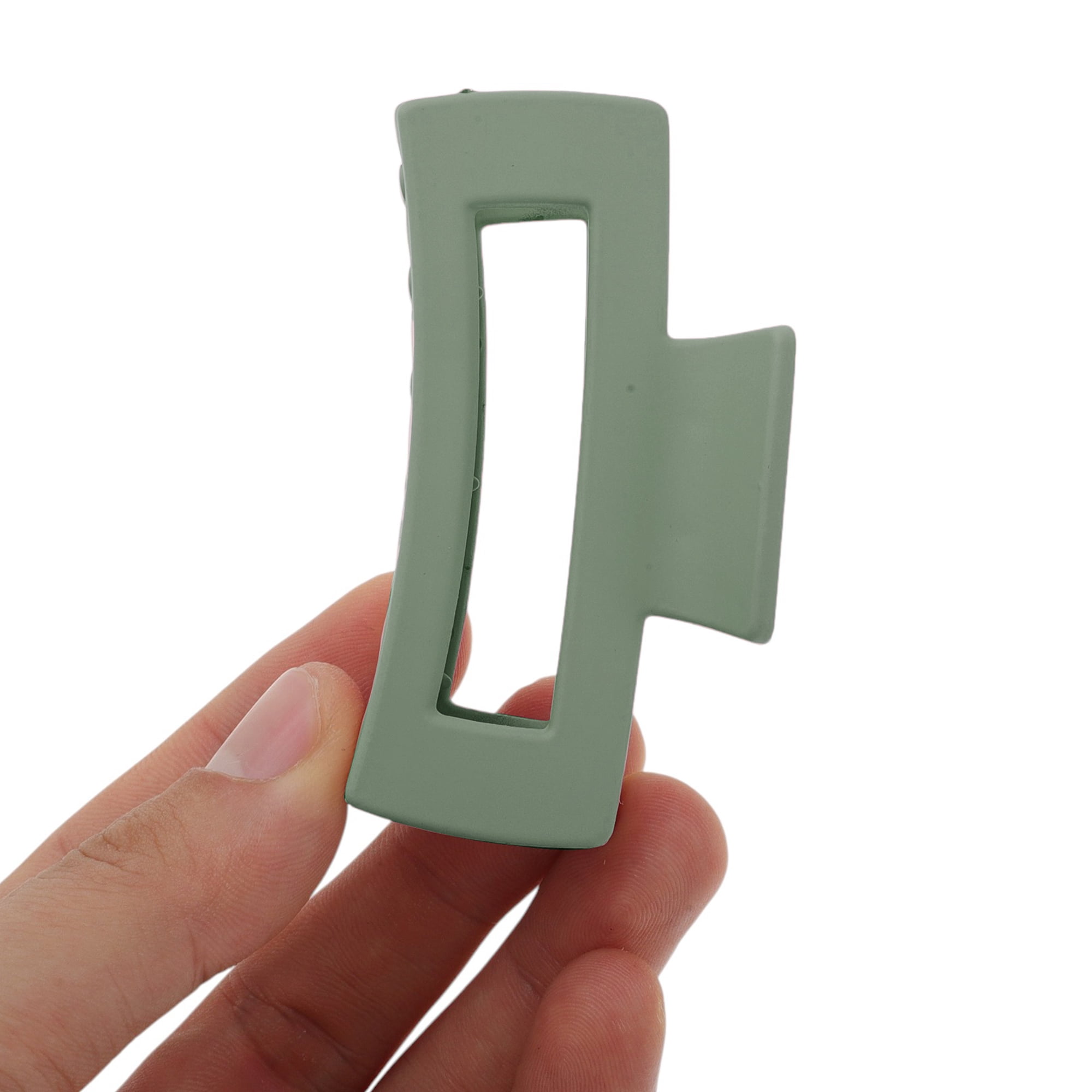 Unique Bargains Rectangle Frosted Hair Clips for Home and Everyday Styling Army Green