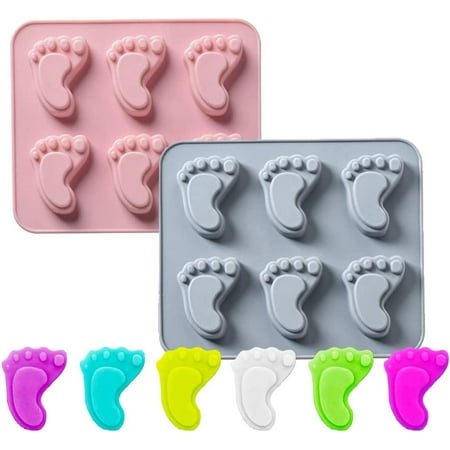 

2 Pack Baby Foot Shape Silicone Molds 6 Cavity 3D Footprint Silicone Molds Cake Fondant Baking Molds for Baby Shower Party Birthday Candy Chocolate Mousse Jelly Pudding DIY Baking