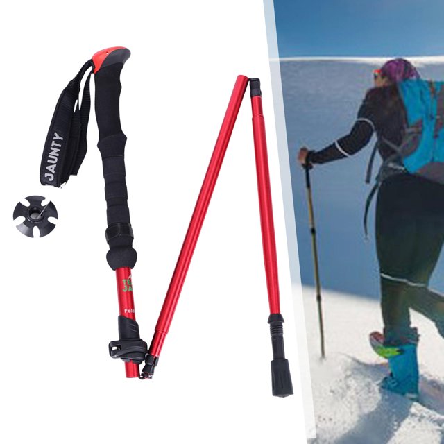 amart2010 Bastones de trekking Ajustable Plegable Antichoque Viajes Hombres rojo largo DYNWAVEMX none