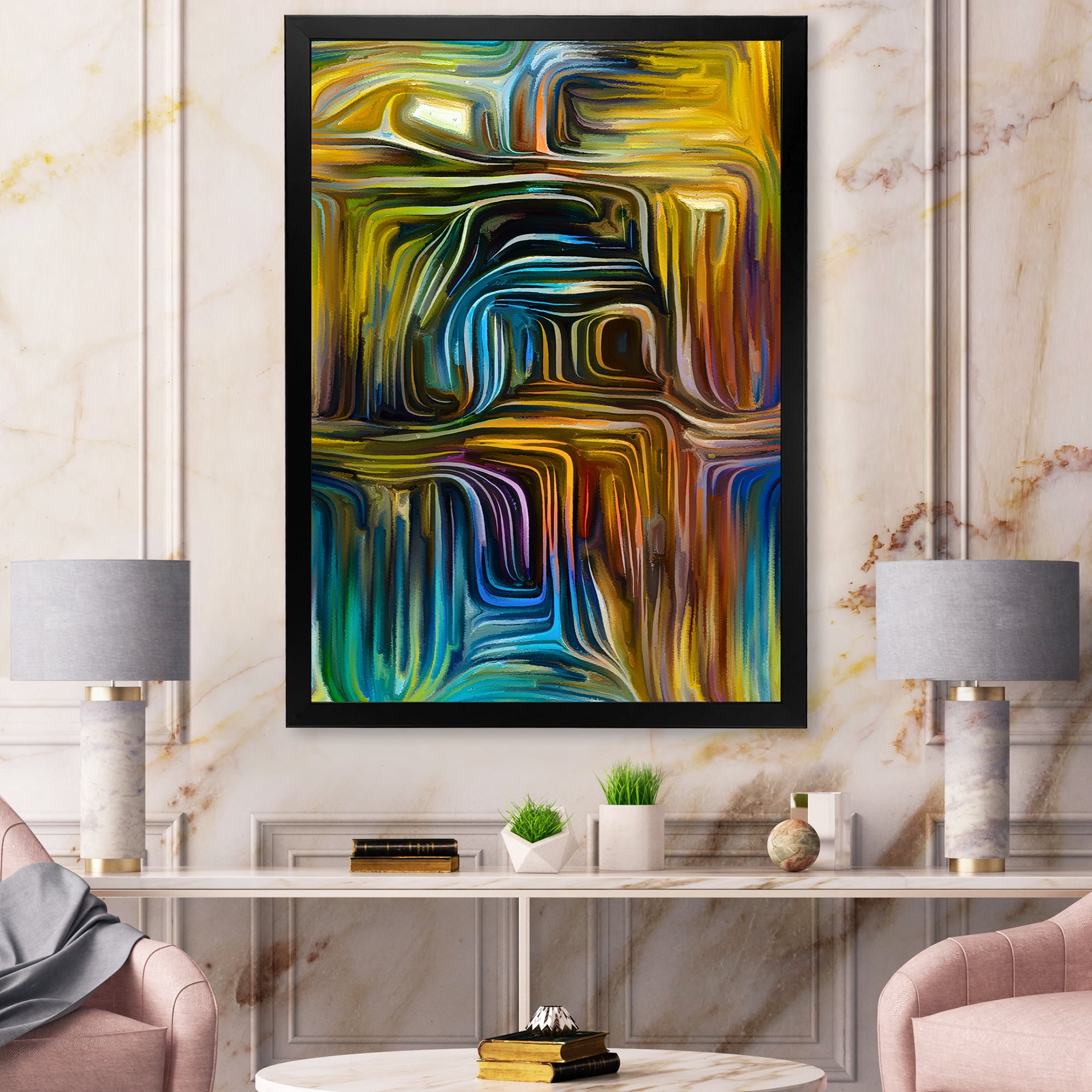 Designart 'Colour Spiral Fusion IV' Modern Framed Art Print