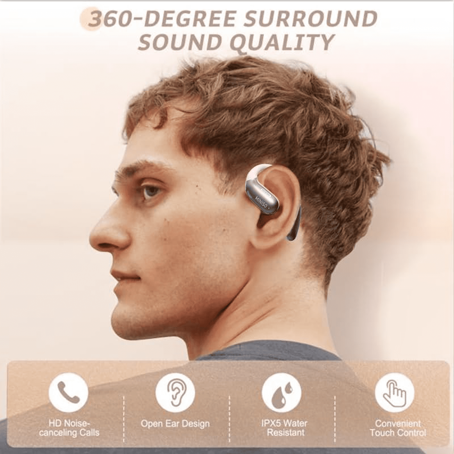 MINISO X28 Support 135 Language Real Time AI Translation Open Ear Headphones Bluetooth Earbuds