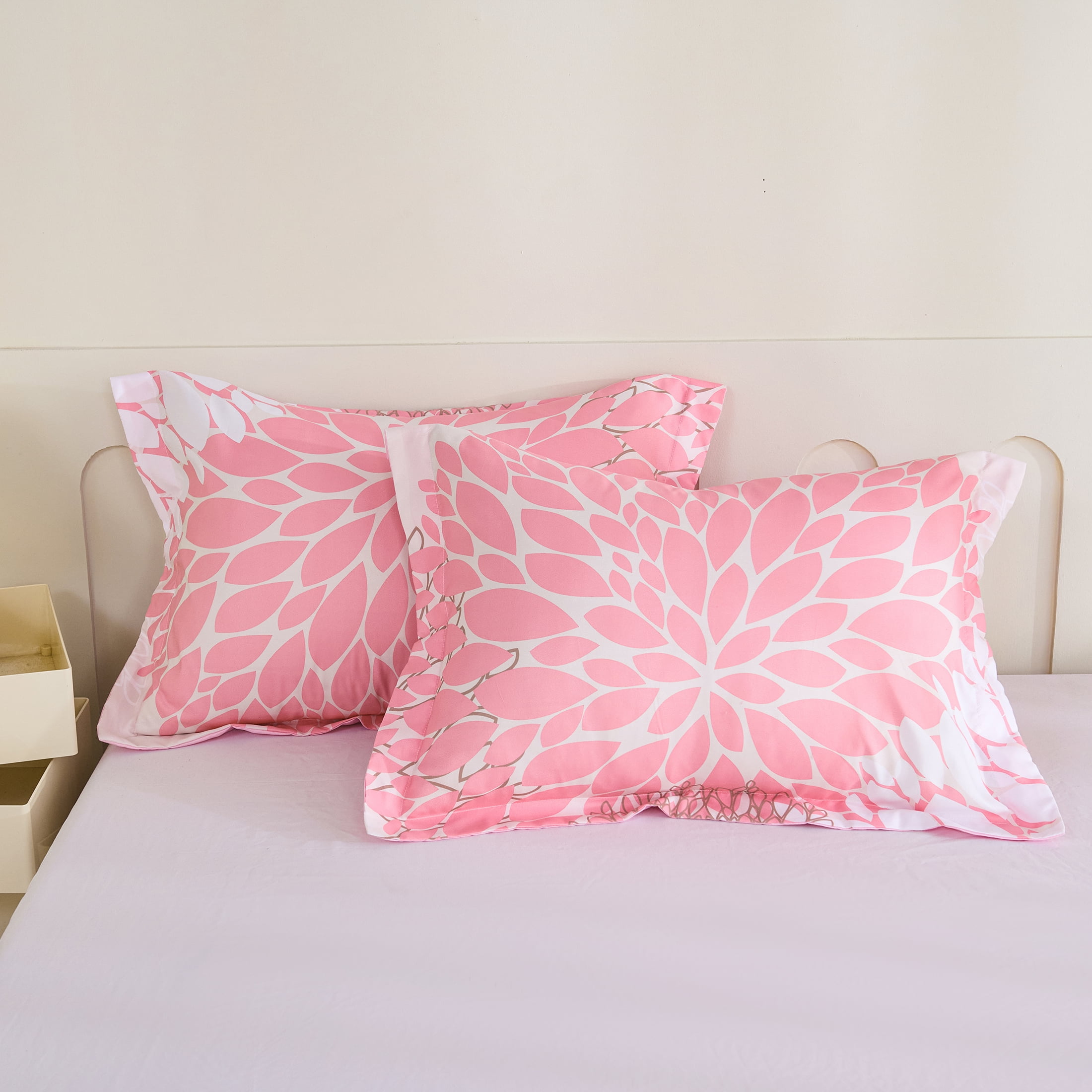 Koniroom 3 Pieces Pink Duvet Cover Full Size, Beige Reversible Floral Duvet Cover Full With Cute Flowers for Women Teen Girls