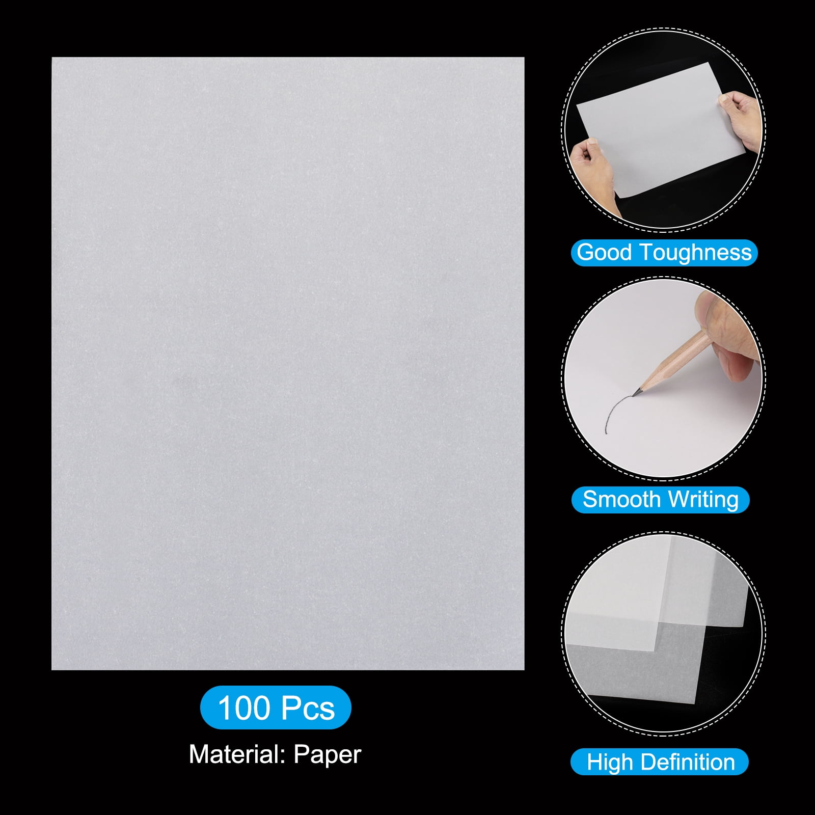 Uxcell Trace Paper, A4 Translucent Tracing Paper Pad 8" x 12" 93 GSM, White 100 Sheet