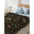 thumbnail image 5 of Queen Flat Sheet Only Botanical Floral Vine Pattern Soft Microfiber Cooling Bedding Sheets Vintage Flower Leaves Black Flat Bed Sheet for Hotel,Home Decor, 5 of 9