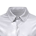 thumbnail image 4 of hlysgo Mens Metallic Shirts Shiny Button up Short Sleeve Sparkly Tops Trendy 70s Disco Party Collared Shirt Club Clothes for Men Silver M, 4 of 8
