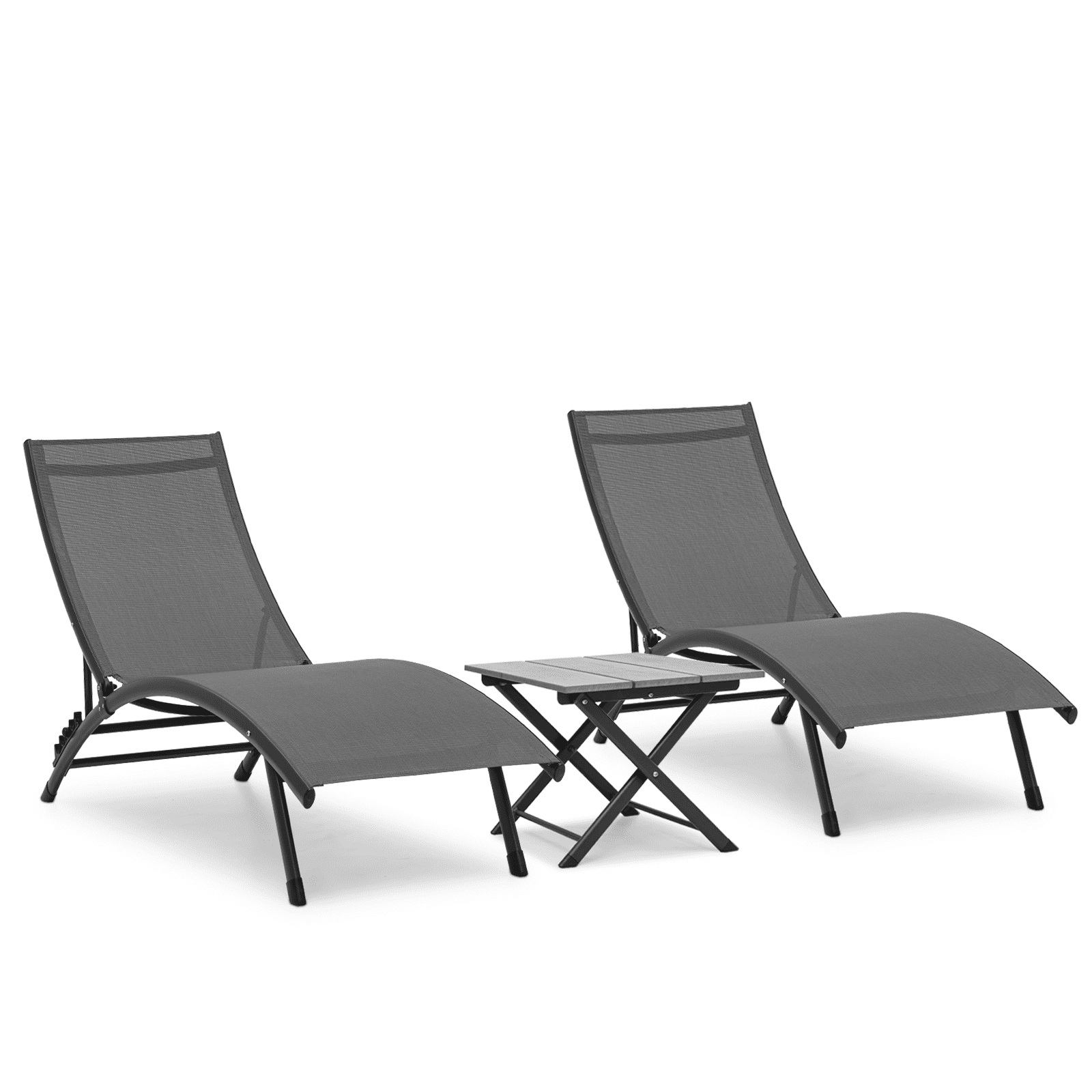 Magshion Pool Lounge Chairs Set of 3, Adjustable Outdoor Chaise Lounge