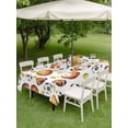 thumbnail image 4 of Outdoor Tablecloth with Umbrella Hole for Patio/Picnic/Party/Camping, Brown Basketball Football Waterproof Table Cloth Rectangle Table Cover Washable, Modern Art Ball Watercolor (60"x 102"), 4 of 8