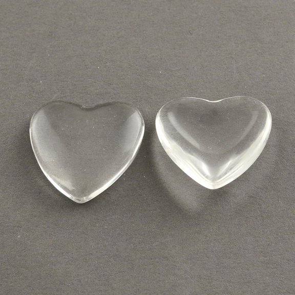 20pcs Transparent Glass Heart Cabochons Clear 23x23x6~6.5mm