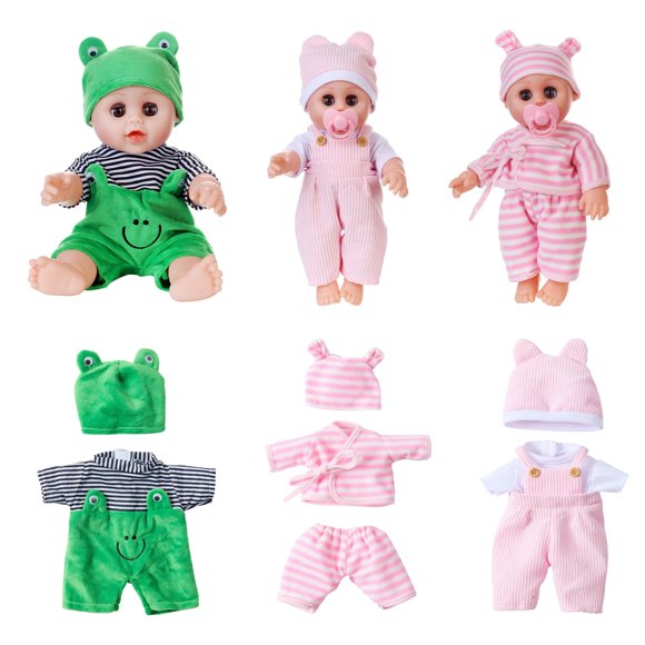 Cagogo under $5 3Pcs 12-Inch Doll Clothes Set, 12 Inch Doll Clothes and Hat Set, RebornBabyDoll Outfit for 30cm Doll Dolls, Pretend Play Dress UpToyforGirls3+
