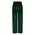 thumbnail image 5 of Womens Low Rise Trousers Women's Velvet Elastic Waist Pants Straight Leg Long Pants Velour Stretchy Loungewear Sweatpants with Pockets S-100 Green XXL, 5 of 7