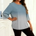 thumbnail image 4 of CheerKidz Women Plus Size Print Casual 34 Sleeve Round Neck Top Comfortable Loose Fit Everyday Wear Trendy Flowy Blouse Soft Breathable Relaxed Fit(Gray,3XL), 4 of 6