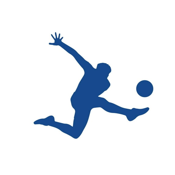 ND125B Soccer Player Kicking Ball With Left Leg Decal Sticker | 5.5-Inches By 4.9-Inches | Car, Truck Van SUV Laptop Macbook Decal | Blue Vinyl