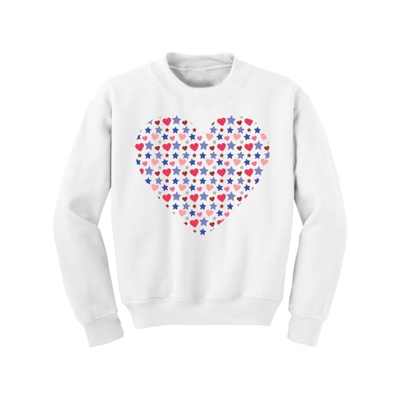 Valentine's Day Youth Sweatshirt for Girl Boy Cute Stars Heart Crewneck Tops for Kids