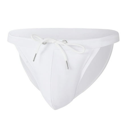 YaSaLy Men Swimwear Swim Underwear Briefs Bikini Beachwear Swimming Trunks M-Xxl Swimwear Boxers Patchwork Color Hot Sell Summer 2024 White Xl
