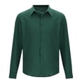 thumbnail image 4 of Dagegui Men's Long Sleeve Shirts Casual Lapel V Neck Button Down T-Shirts Solid Color Business Dress Shirt Loose Breathable Tees Tops Fall Clothes Green,XXXL, 4 of 5