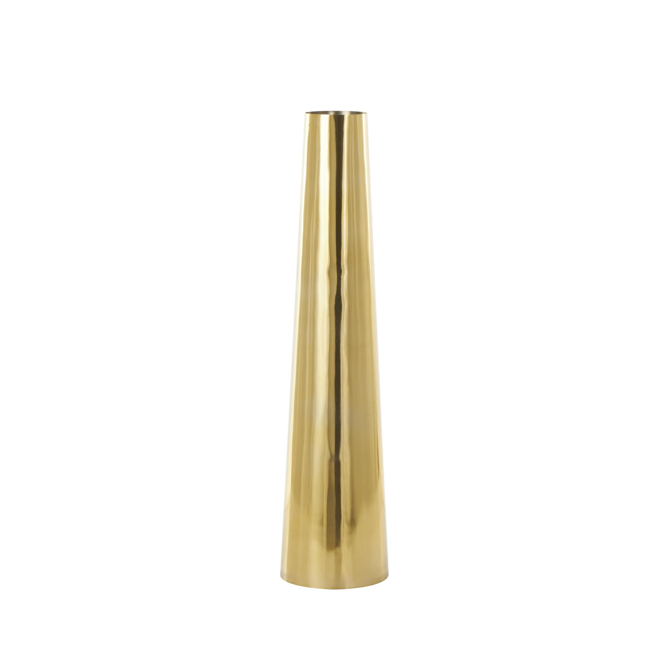 DecMode 36" Tall Floor Cone Gold Stainless Steel Metal Vase
