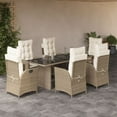 thumbnail image 1 of vidaXL 7 Piece Garden Dining Set with Cushions Beige Poly Rattan, 1 of 5