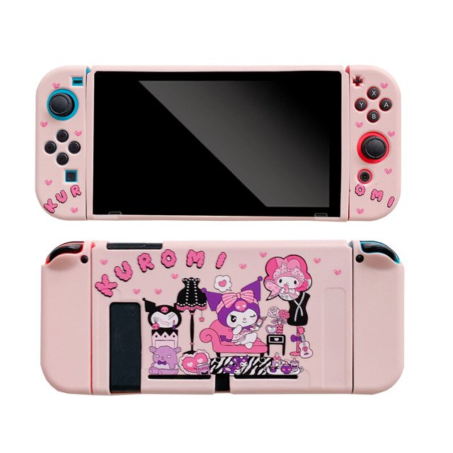 Sanrio-funda protectora de silicona para consola de juegos de Hello Kitty, accesorios para Nintendo Switch, bonita animación Kuromi NS Fivean unisex