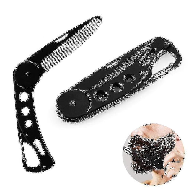Peine de peluquería plegable portátil de acero inoxidable para barba para hombres