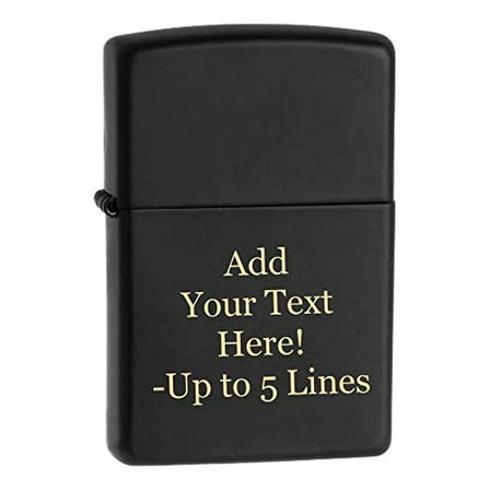Zippo Lighter - Personalized Custom Message Engrave on Black Matte Zippo Windproof Lighter #218