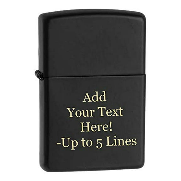 Zippo Lighter - Personalized Custom Message Engrave on Black Matte Zippo Windproof Lighter #218