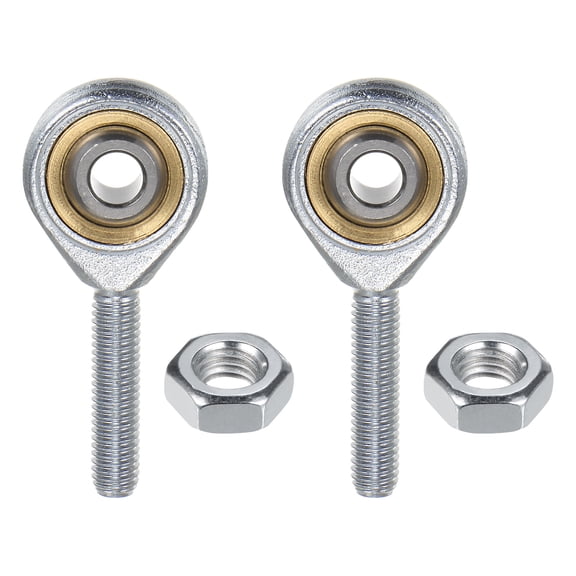 Uxcell 2-Pack POSA5 Rod End Bearing, 5/16 Inch Bore 5/16-24 Left Thread Male Thread Steel Joint Rod Ends W Jam Nuts
