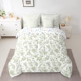 thumbnail image 2 of Manfei Vintage Botanical Leaf Bedding Comforter Set 7 Pieces,Flower Floral Full Bedding Set,Green White Fitted Sheet Flat Sheet,Microfiber Bedroom Decor Reversible, 2 of 7