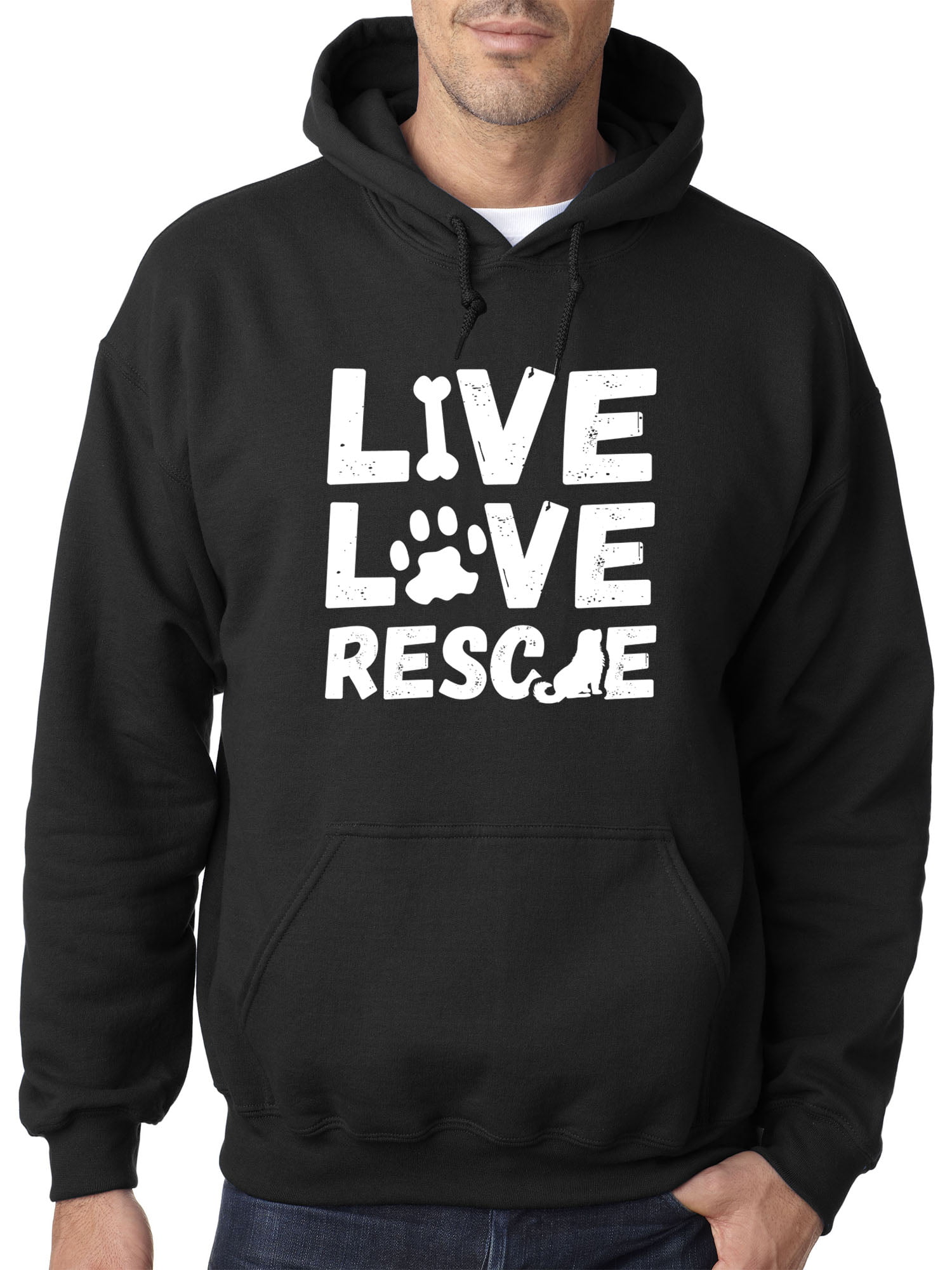 I Love My Shelter Dog HOODIE Sweatshirt Sweater Hooded Rescue Puppy Adopt Pet 