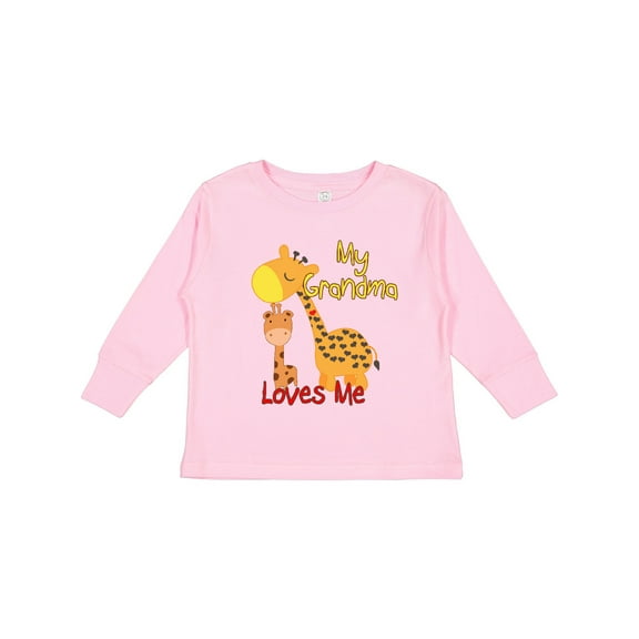 Inktastic My Grandma Loves Me Giraffe Boys or Girls Long Sleeve Toddler T-Shirt