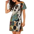 thumbnail image 2 of Vsdgher Motif Artistique Dalmatien Abstrait Chemise de Nuit à Manches Courtes Col Rond Mignonne Robe de Nuit Confortable, 2 of 6