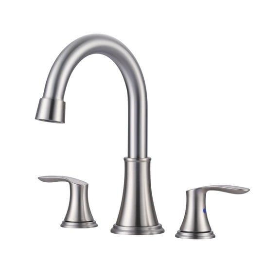 WOWOW 8 in. Widespread Double Handle Bathroom Faucet with Drain Kit Included in Brushed Nickel