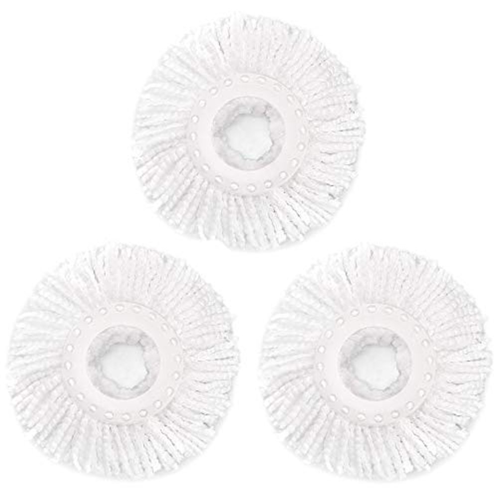 3 Pack Spin Mop Replacement Head, Round Shape Standard Size Microfiber