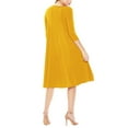 thumbnail image 3 of Women's Plus Size Round Neck 3/4 Sleeves Solid A-Line Midi Dress, 3 of 4